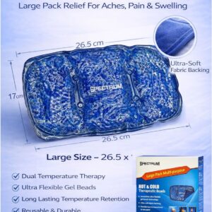 Spectrum Hot & Cold Therapeutic Gel Beads Large Pack 26.5 x 17 cm Reusable Ice and Heat Therapy Compress Pad for Back Pain Shoulder Tension Muscle Relief Swelling Inflammation Sprains Post Surgery Recovery Arthritis Sports Injury