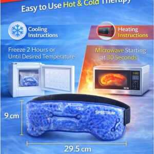 Head & Sinus Hot & Cold Therapeutic Gel Beads Pack 29.5x9cm – Reusable Ice Pack & Heat Compress Wrap with Adjustable Strap – Migraine Relief, Sinus Pressure, Headache, Congestion, Fever & Tension Pain Therapy – Blue