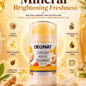 DEONAT Curcuma Mineral Deodorant Stick 100g Pack of 1 Natural Mineral Underarm Odor Protection With Curcuma Extract Preservative Free Aluminum Chlorohydrate Free Non Sticky Daily Freshness