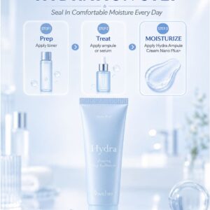 9WISHES Hydra Ampule Cream Nano Plus+ 50ml / 1.69 fl. oz. Korean Hydrating Face & Neck Gel-Cream with Nano Hyaluronic Acid, 8 Hyaluronic Acid Forms, Coconut Water, Amino Acid Complex, Squalane, Glycerin & Centella, Fast-Absorbing Moisturizer for All Skin Types