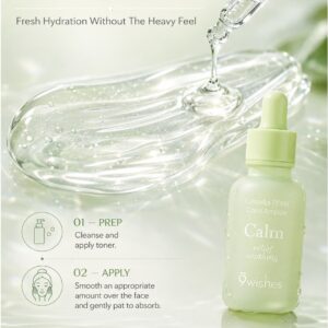 9wishes Centella PDRN Calm Ampule 30ml Korean Face Ampoule Serum for Sensitive Skin, Immediate Soothing & Hydration, Centella Asiatica, Sodium DNA, Beta-Glucan, Sodium Hyaluronate, Lightweight Barrier-Supporting Daily Skincare